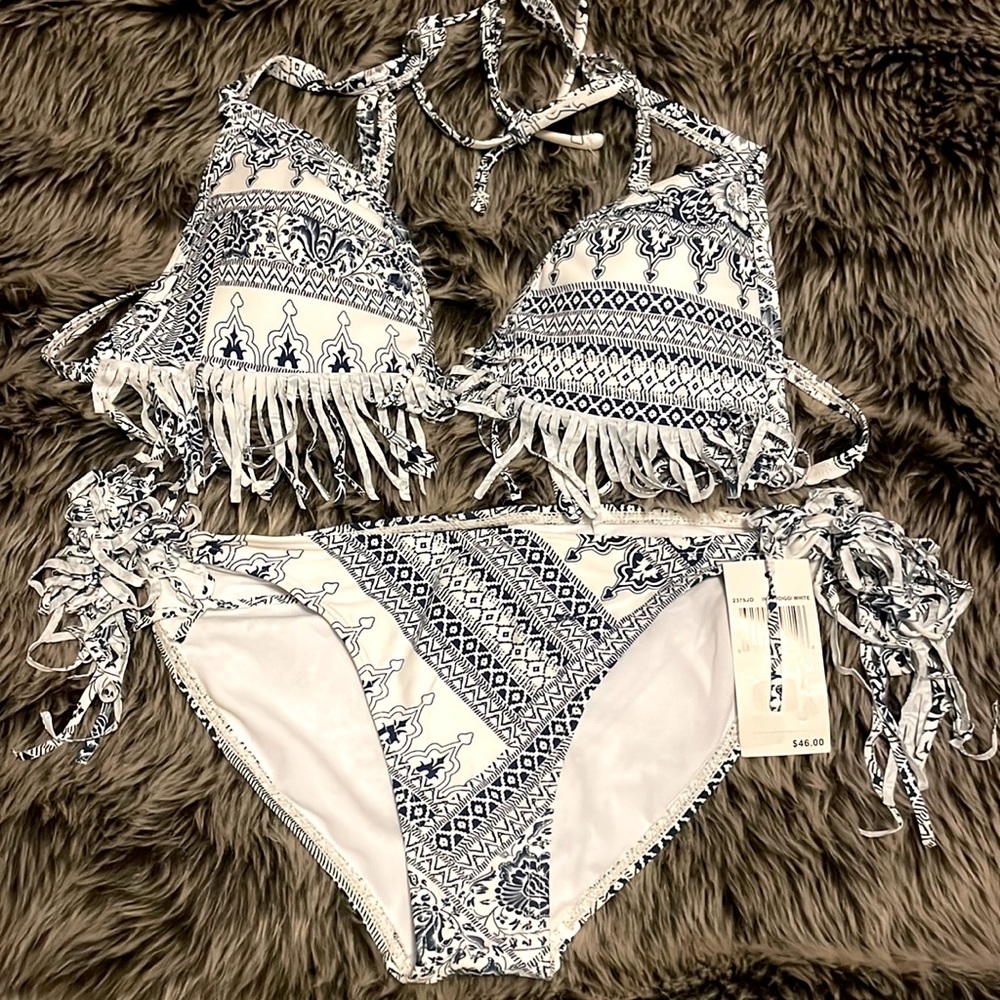 White fringe bikini, size M